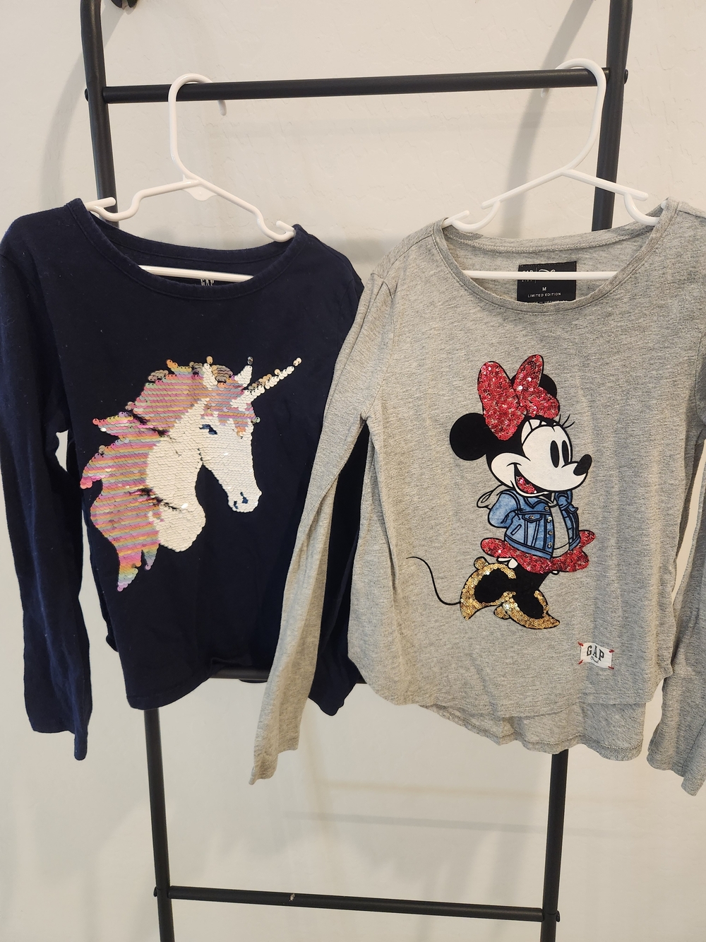 GAP Girls' Limited Ed Minnie Mouse Sequin Long-Sleeve Top
